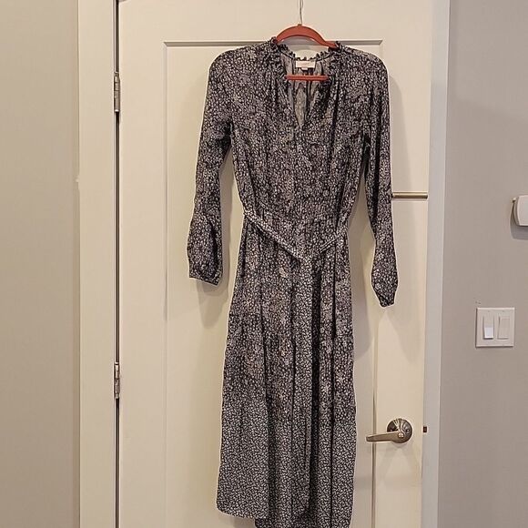 LOFT Keyhole-Neck Tiered Midi Dress - Women size 8 - Picture 7 of 7